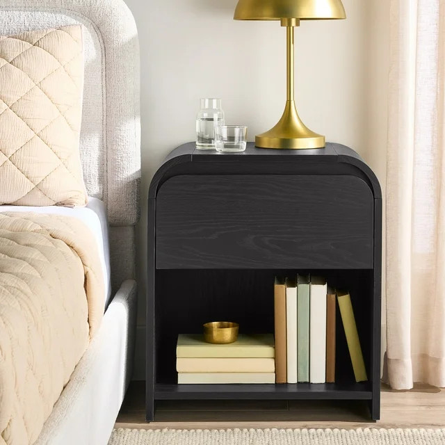 Better Homes & Gardens Juliet Nightstand with USB, Rich Black Finish | Walmart (US)