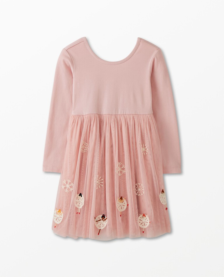 Long Sleeve Embroidered Tulle Skater Dress | Hanna Andersson