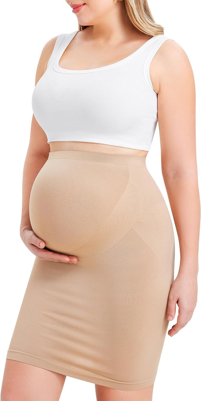 LANCS Seamless Maternity Pencil Skirt High Waisted Slip Skirt Pregnancy Shapewear Dress for Mater... | Amazon (US)