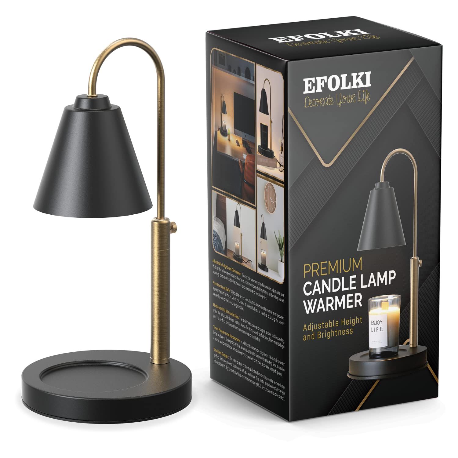 EFOLKI Candle Warmer Lamp with 2 Bulbs, Electric Candle Lamp Dimmable, Top Melting for Scented Wax,  | Amazon (US)