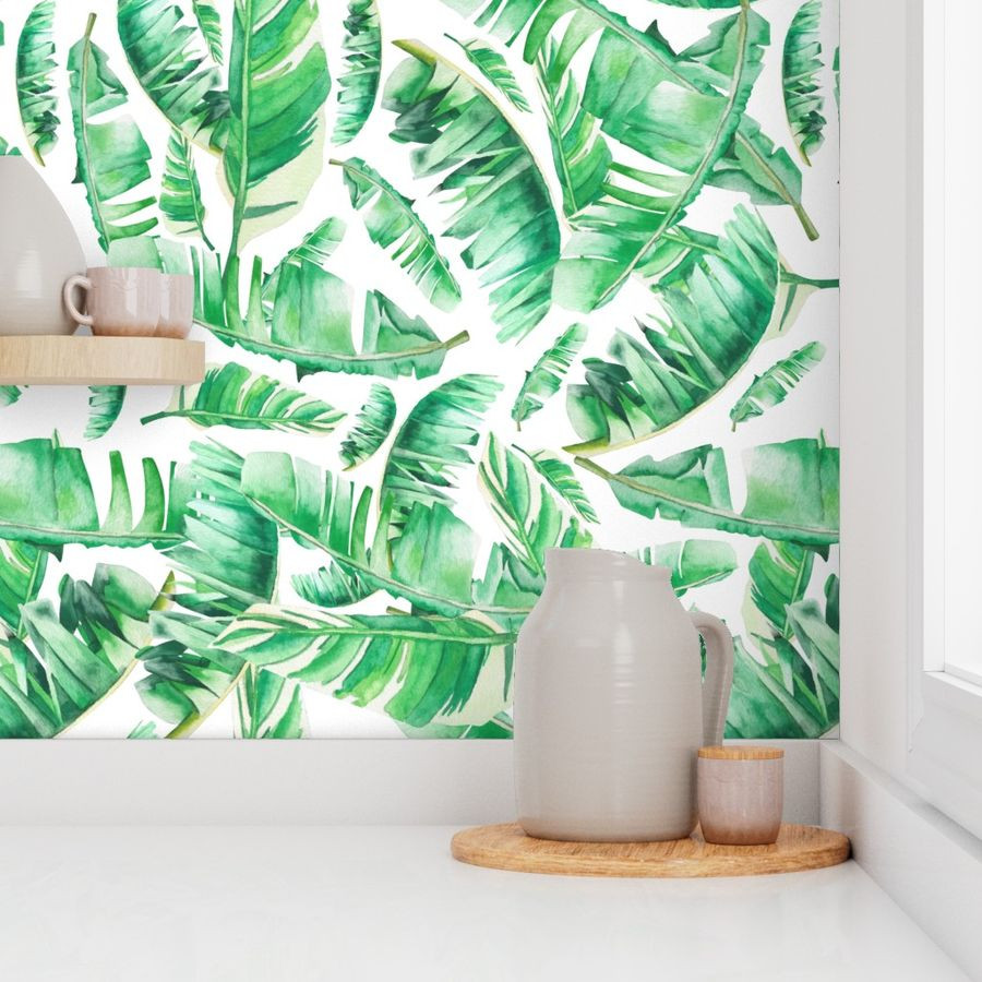 Floral Tropical Leaves / White Background | Spoonflower