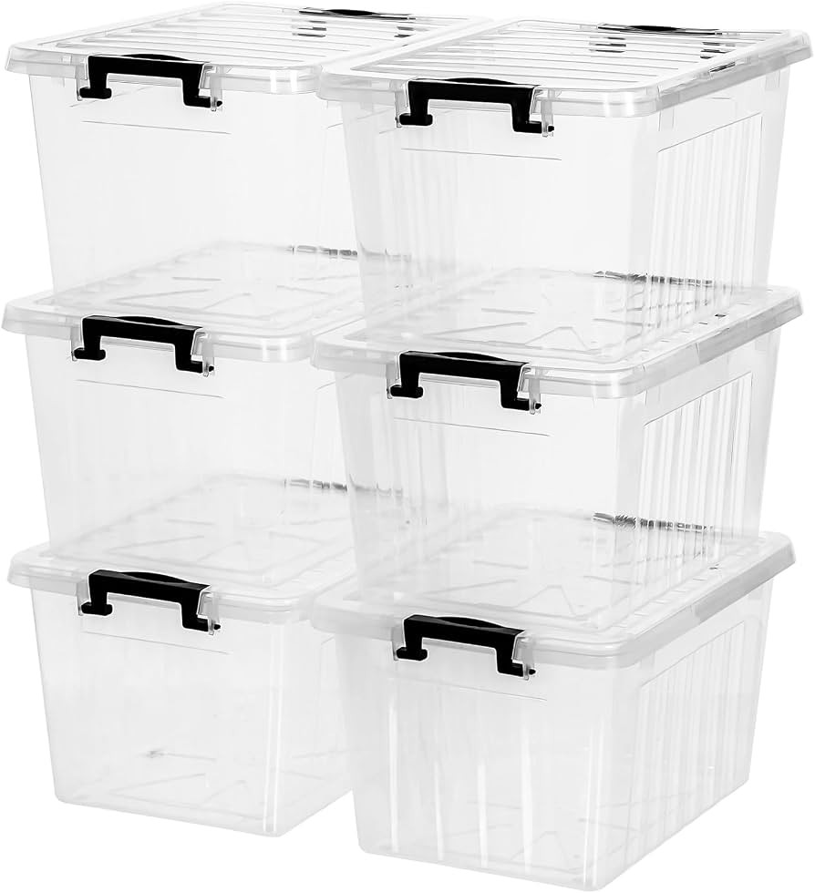 Citylife 22 QT Clear Plastic Storage Bins with Lids Stackable and Nestable Storage Boxes with Lid... | Amazon (US)