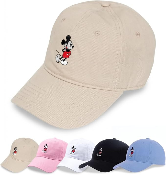 Disney Mickey Mouse Embroidered Cotton Adjustable Dad Hat with Curved Brim | Amazon (US)