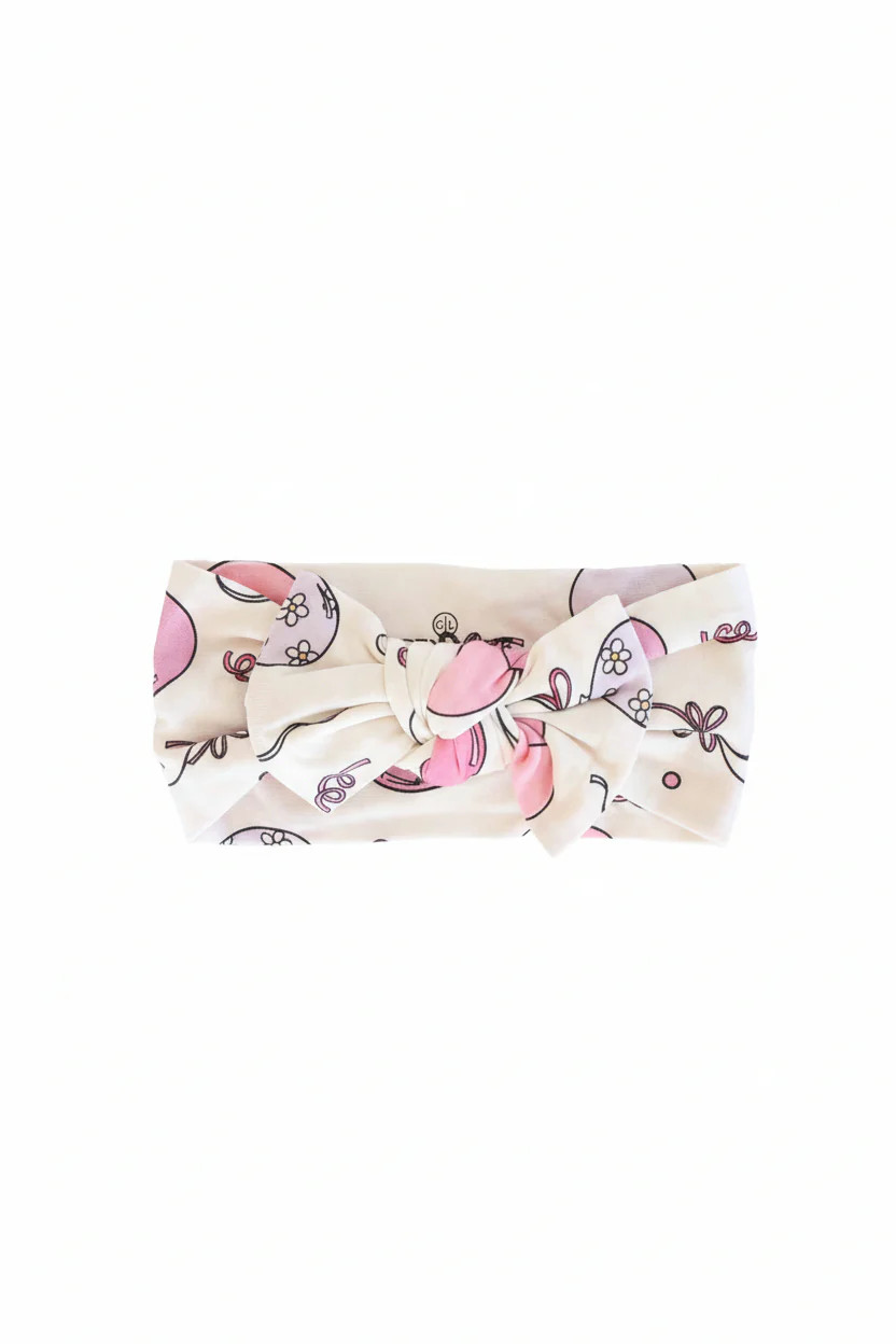 Party Time Knit Large Bow Headwrap | Pink | Caden Lane
