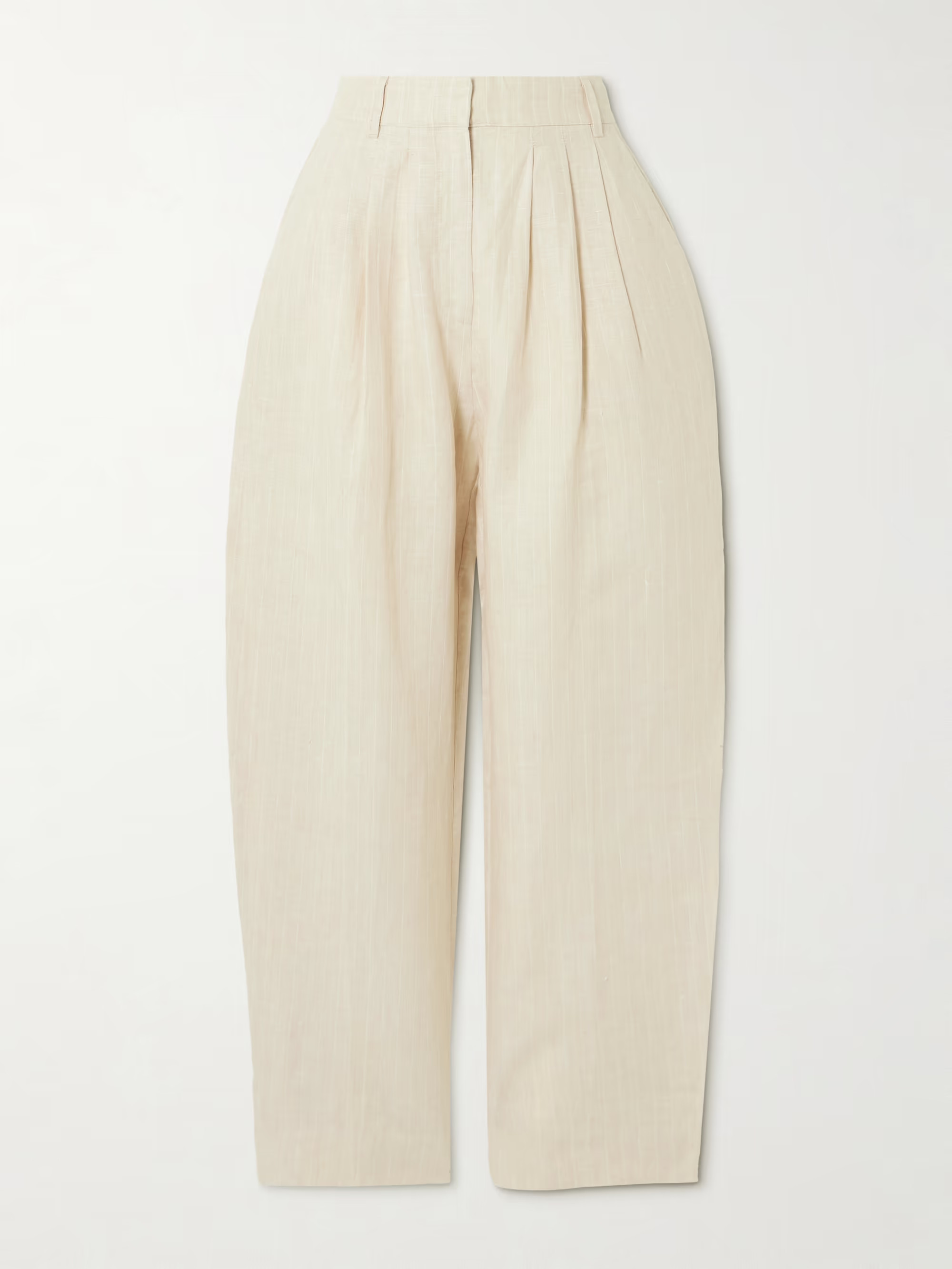 Lucille pleated pinstriped linen straight-leg pants | NET-A-PORTER (US)