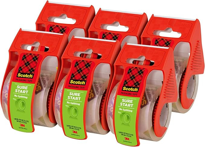 Scotch Sure Start Shipping Packaging Tape, 1.88"x 22.2 yd, 1.5" Core, Easy Start Every Time, 6 Di... | Amazon (US)