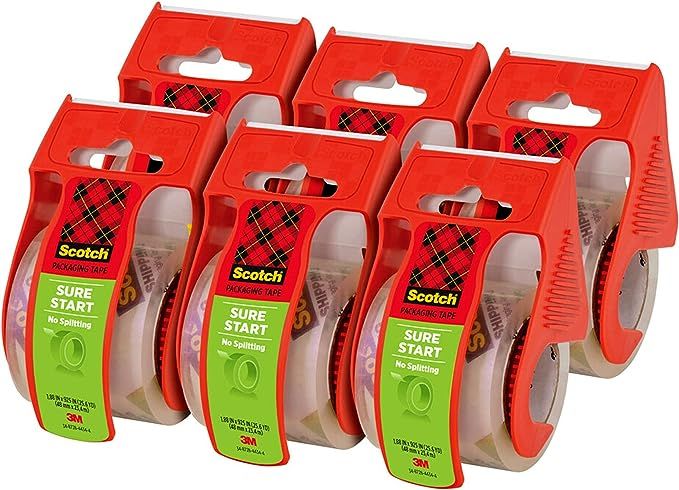 Scotch Sure Start Shipping Packaging Tape, 1.88"x 22.2 yd, 1.5" Core, Easy Start Every Time, 6 Di... | Amazon (US)