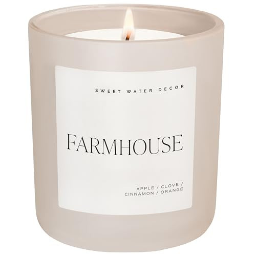 Sweet Water Decor Farmhouse Candle - Apple, Clove, Orange, Cinnamon Scented Candles for Home - 15oz Tan Jar, 70+ Hour Burn Time, Made in the USA - Refreshing Apple Scented Candles | Amazon (US)