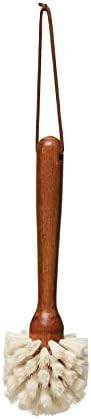 Creative Co-Op Beech Wood Dish Brush w Leather Strap, Dark Brown | Amazon (US)