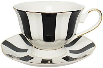 Black and White Retro Series European Striped Polka Dot Coffee Cup and Saucer Mug Cake Plate Afte... | Amazon (US)