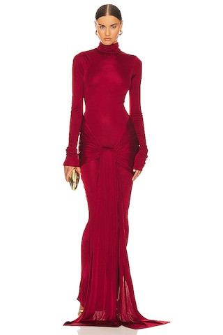 Helsa Slinky Jersey Sarong Maxi Dress in Samba Red from Revolve.com | Revolve Clothing (Global)