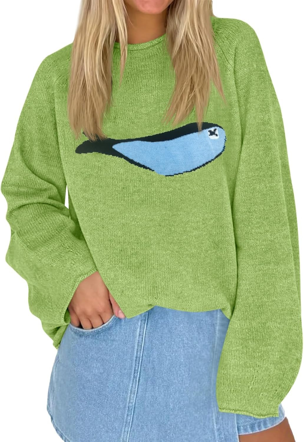 Tankaneo Womens Fish Graphic Oversized Sweaters Lightweight Knit Pullover | Amazon (US)
