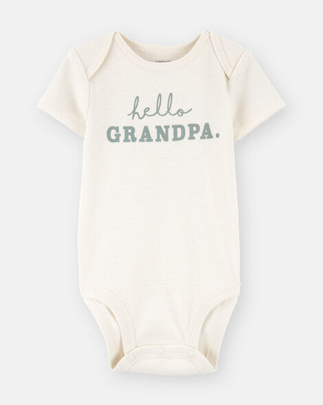 Baby "Hello Grandpa" Announcement Cotton Short-Sleeve Graphic Bodysuit - Ivory | Carter's Inc
