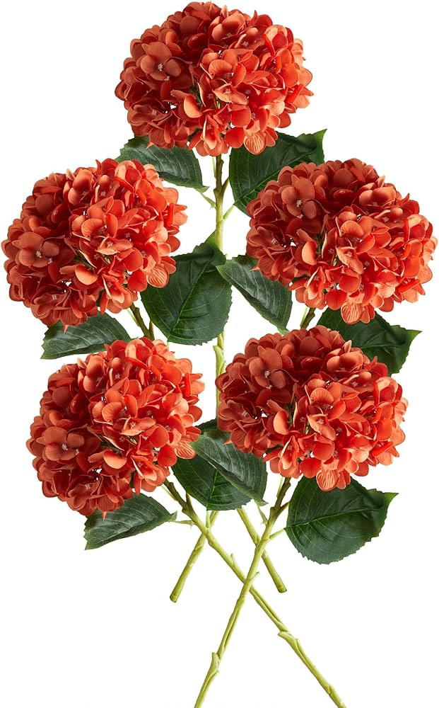 PARTY JOY 5PCS 15.4In Fall Decor Artificial Fall Flowers Bouquet Faux Hydrangea Stems for Wedding... | Amazon (US)