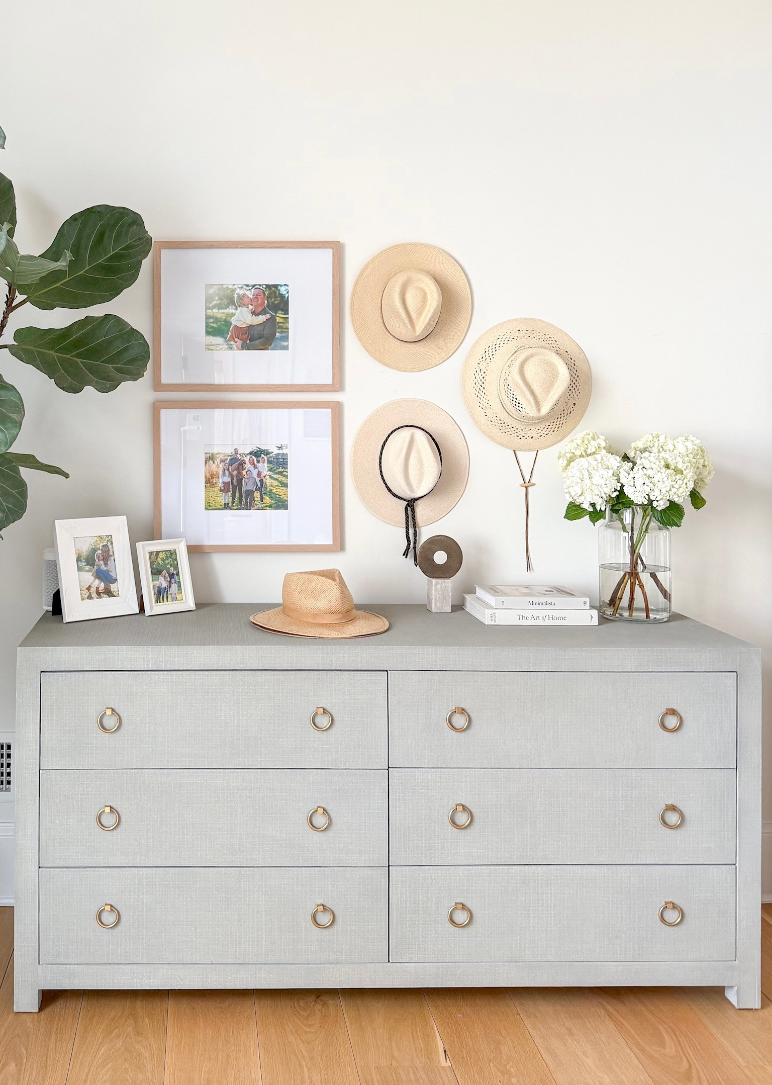 Love a DIY Hat wall to help complete a space and a simple styled dresser. I created this hat wall with adhesive hooks so I didn't have to put holes in the walls!  Shop the look here!  

 #LTKHome #LTKStyleTip