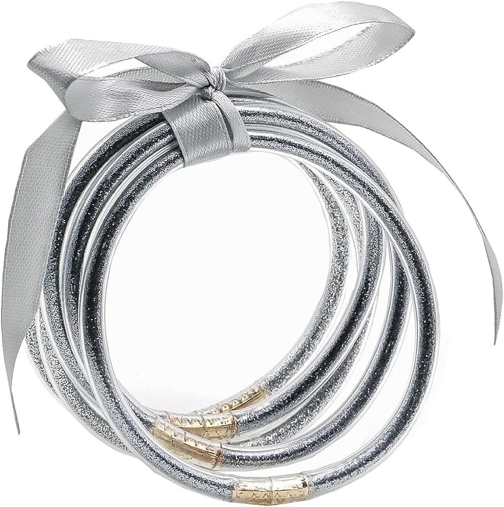 YBMYCM Glitter Jelly Bangles Bracelets Set for Women Glitter Filled Jelly Silicone Bracelets for ... | Amazon (US)