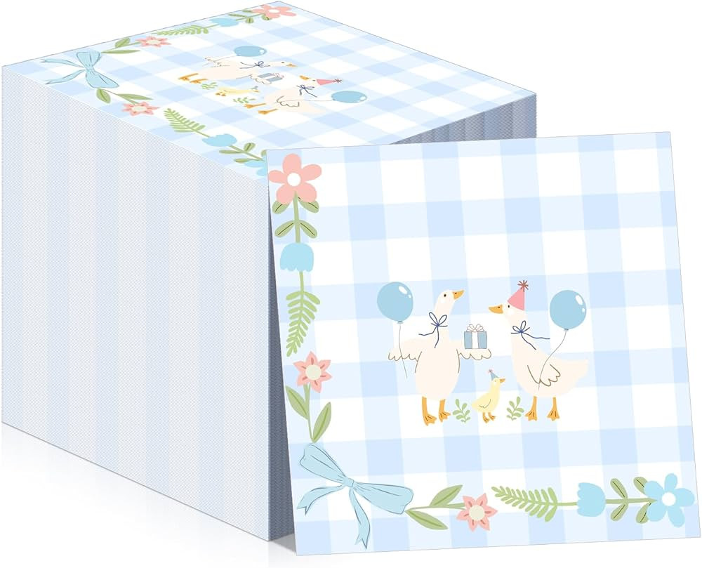 100 Pcs One Silly Goose Paper Napkins One Silly Goose Birthday Decorations Gingham 1st Birthday P... | Amazon (US)