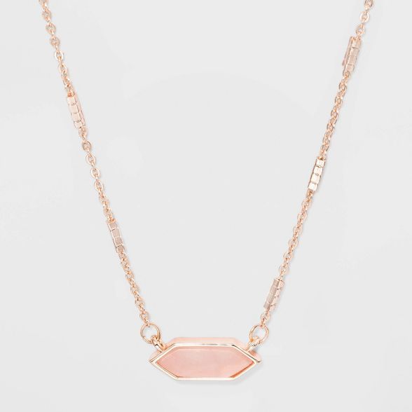 Boxed Hexagon with Semi-Precious Stone Bar Necklace - A New Day™ | Target