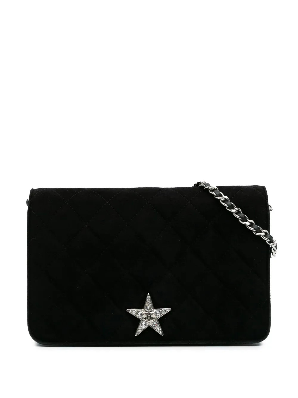 CHANEL Pre-Owned 2019 Quilted Suede Cocostellar Wallet on Chain crossbody bag - Black | Farfetch Global