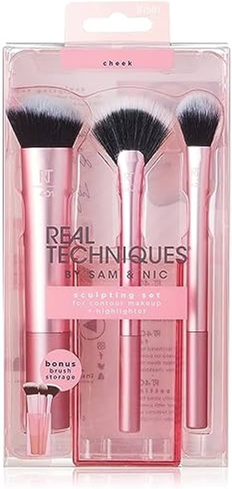 Real Techniques Cruelty Free Sculpting Set, Includes Fan or Setting Brush & Brush Cup, Synthetic ... | Amazon (US)