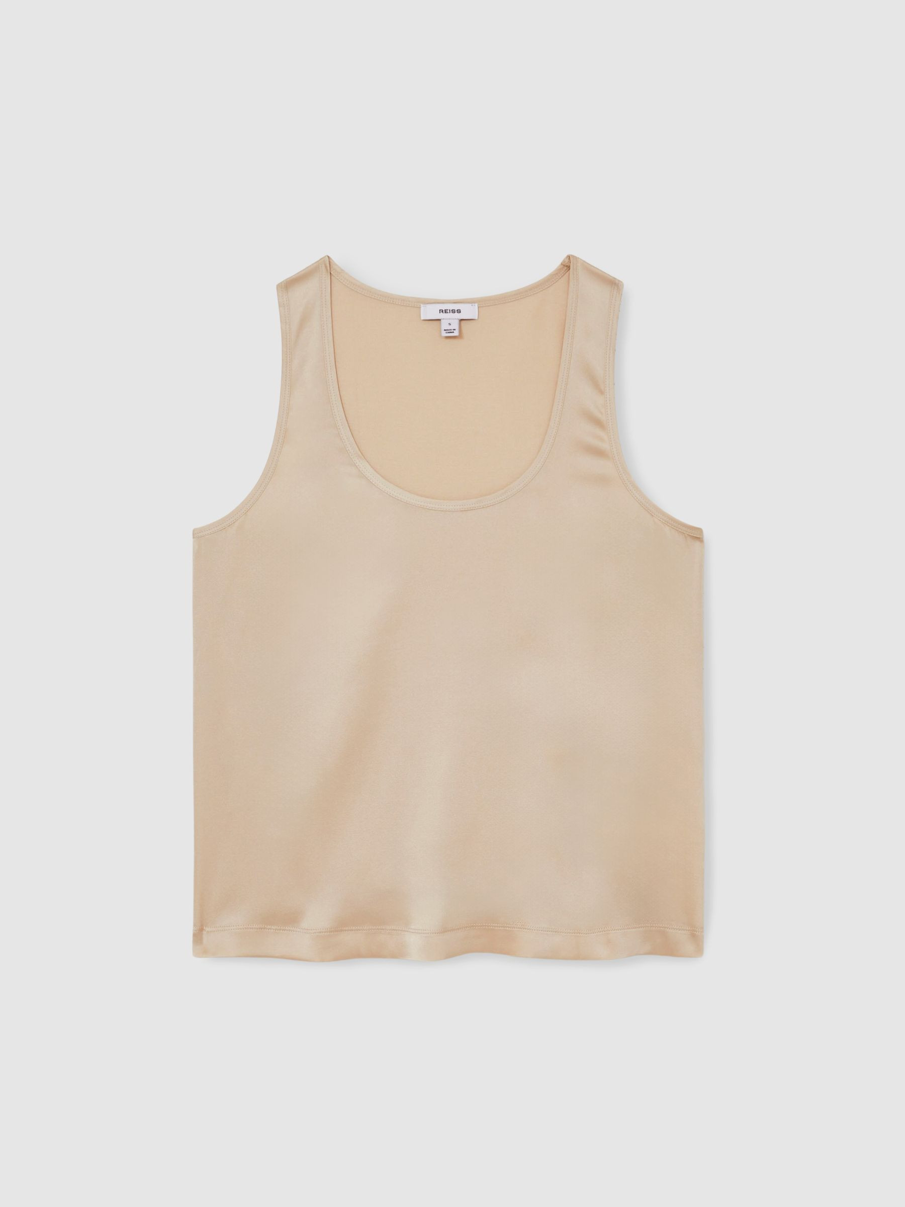 Reiss Silk-Front Cami Top in Neutral - REISS | Reiss UK