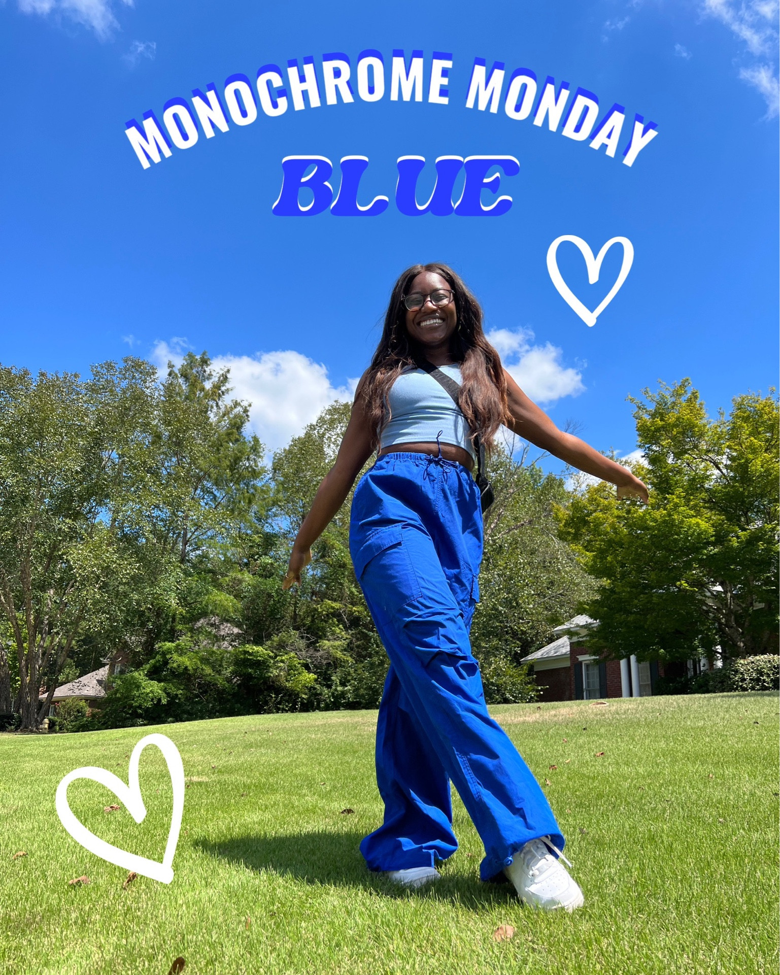 Blue monochrome Monday look - cargo pants - blue crop top 

#LTKunder50 #LTKSeasonal