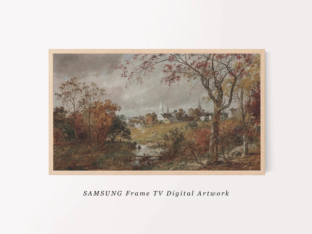 Samsung Frame TV Art Country Scenery Wall Decor Vintage Landscape Oil Painting Warm Tones Neutral... | Etsy (US)