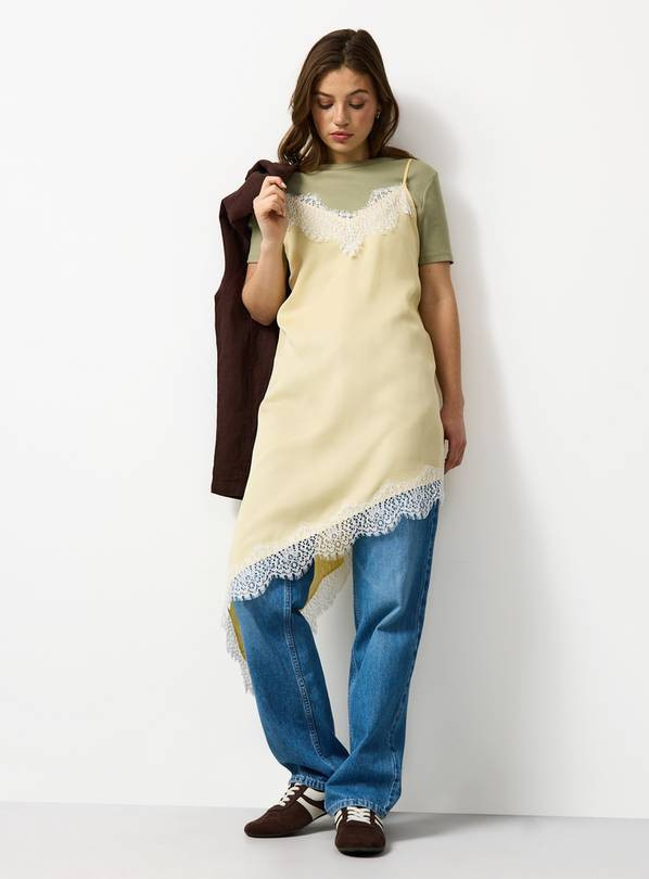 Yellow Lace Trim Longline Cami Top 16 | Tu Clothing