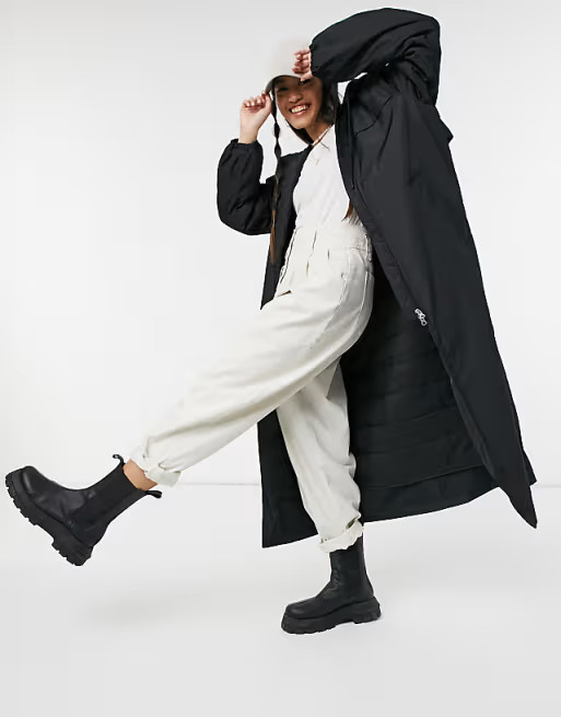 Weekday May hooded nylon long jacket in black | ASOS | ASOS (Global)