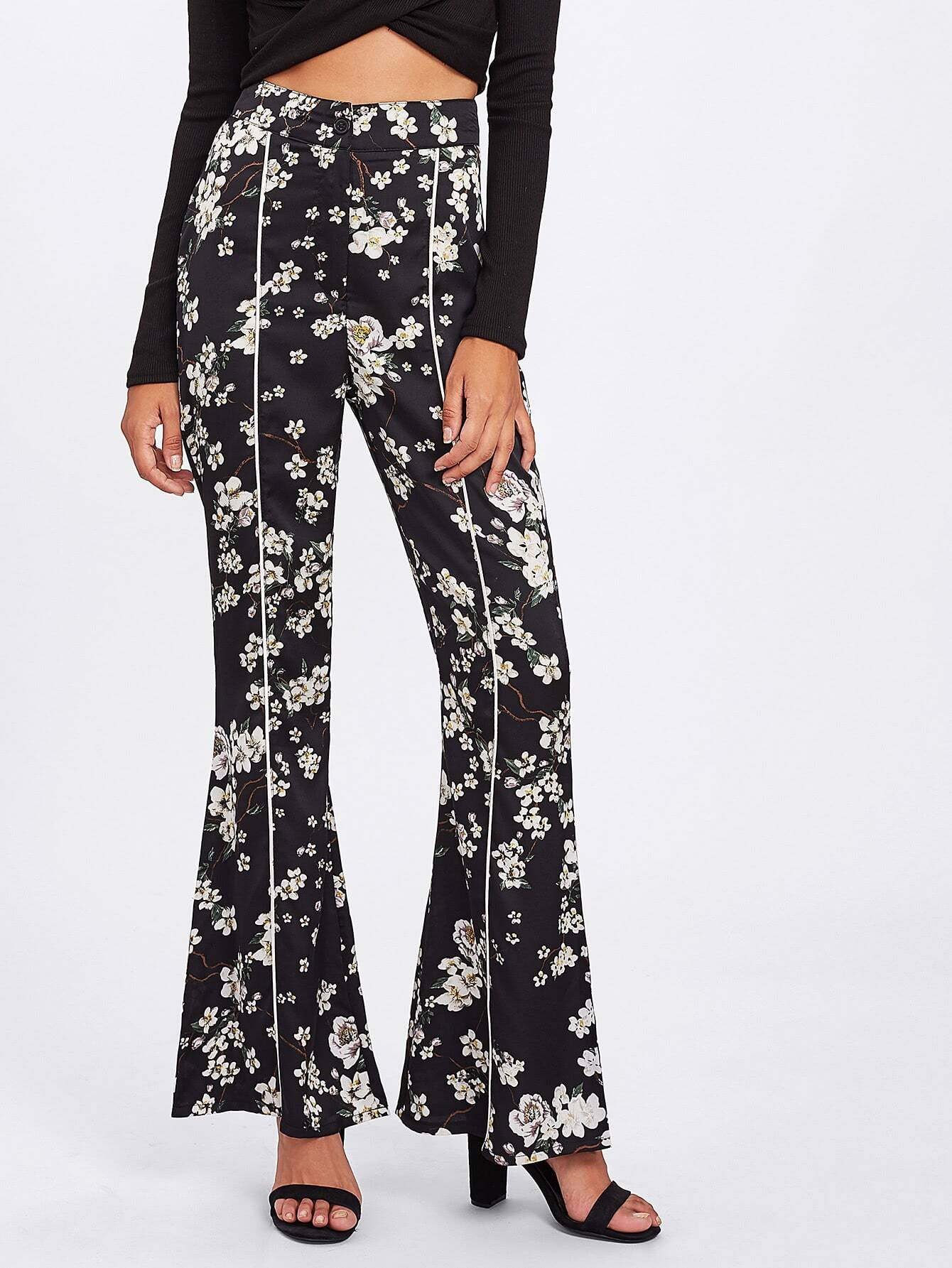 Flower Print Flared Pants | SHEIN
