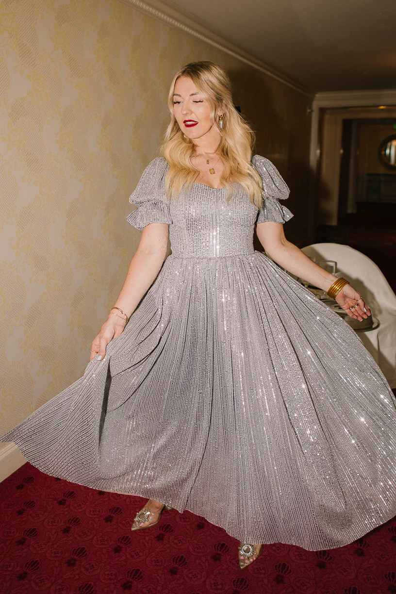 Clara Dress in Gunmetal Sequins - FINAL SALE | Ivy City Co