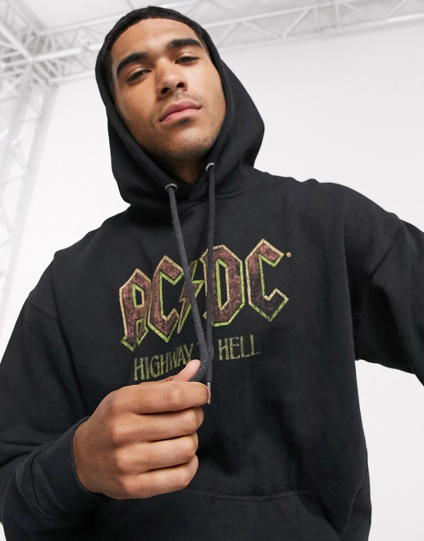Pull&Bear ACDC hoodie in black | ASOS (Global)