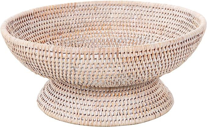 Kouboo La Joll Rattan Fruit Bowl, Large, White-Wash | Amazon (US)