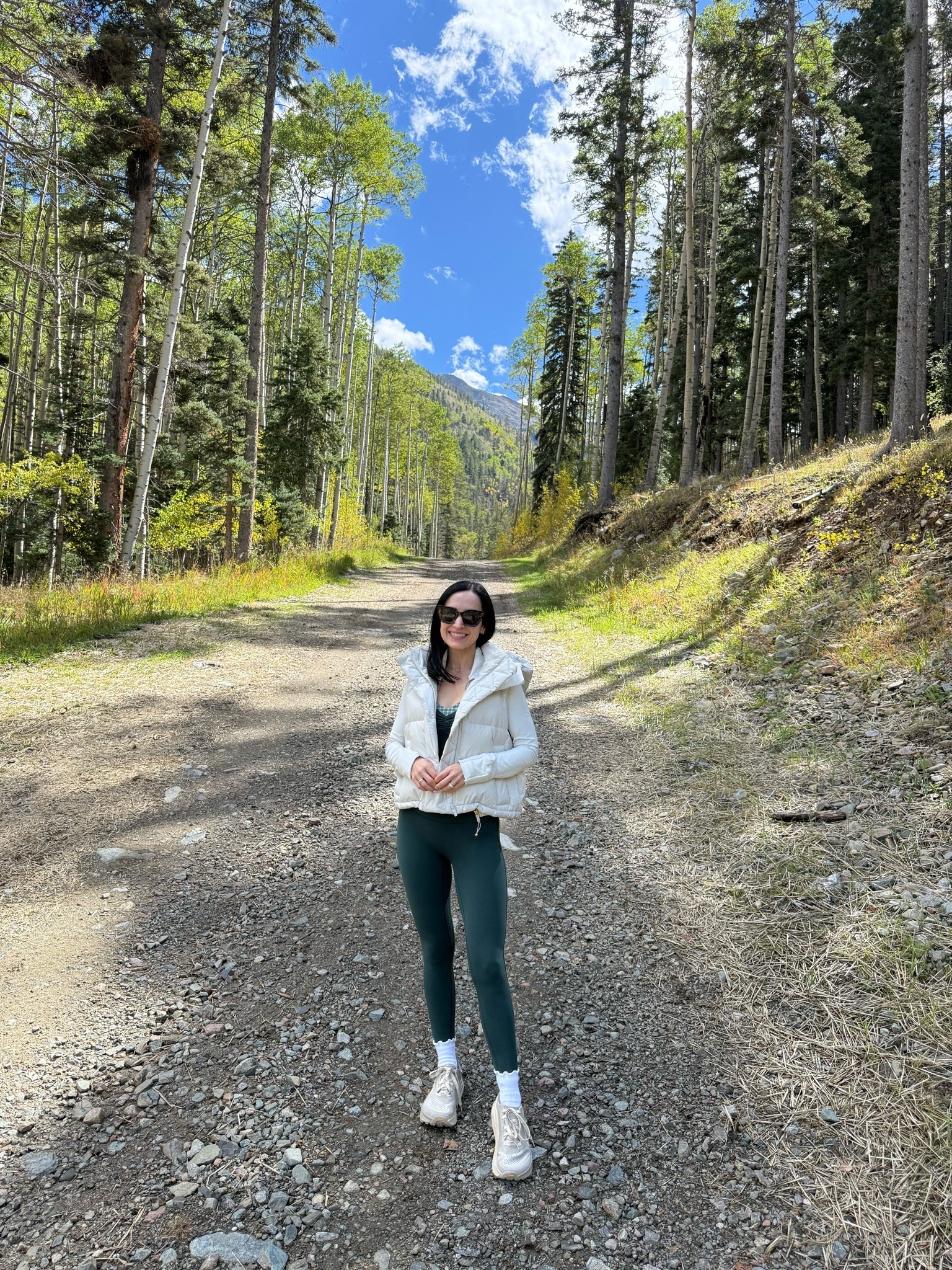 Perfect weather for hiking🍂 taos ski valley 
@abercrombie set and @lululemon vest + jacket

#LTKOver40 #LTKActive #LTKPetite