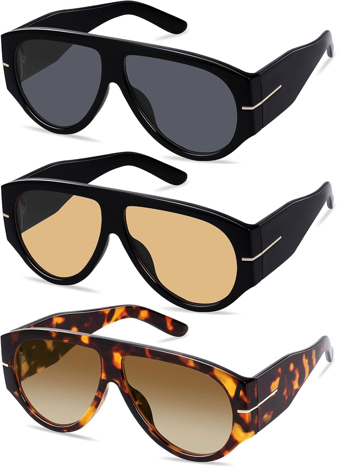 Oversized Retro Aviator Sunglasses for Women Men Trend 70s Thick Classic Vintage Style Sun Glasses | Amazon (US)