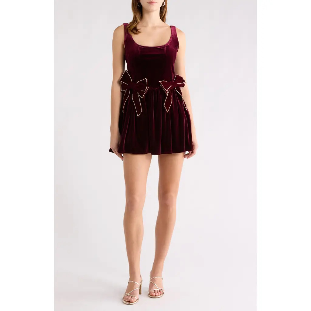 All in Favor Velvet Fit & Flare Dress in Burgundy at Nordstrom Rack, Size Medium | Nordstrom Rack