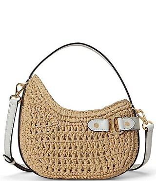 Lauren Ralph Lauren Tasha Woven Straw Small Crossbody Bag - Natural/White | Dillard's