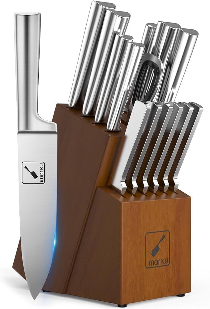 imarku Knife Set - Kitchen Knife Set 15 Pieces Japanese Stainless Steel Knife Block Set with Shar... | Amazon (US)