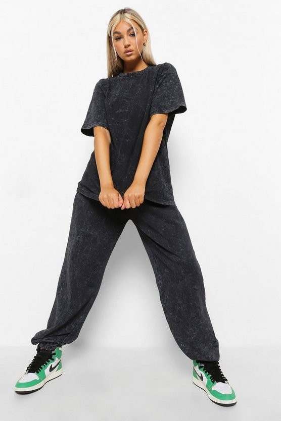 Tall Acid Wash T-shirt Tracksuit | Boohoo.com (US & CA)
