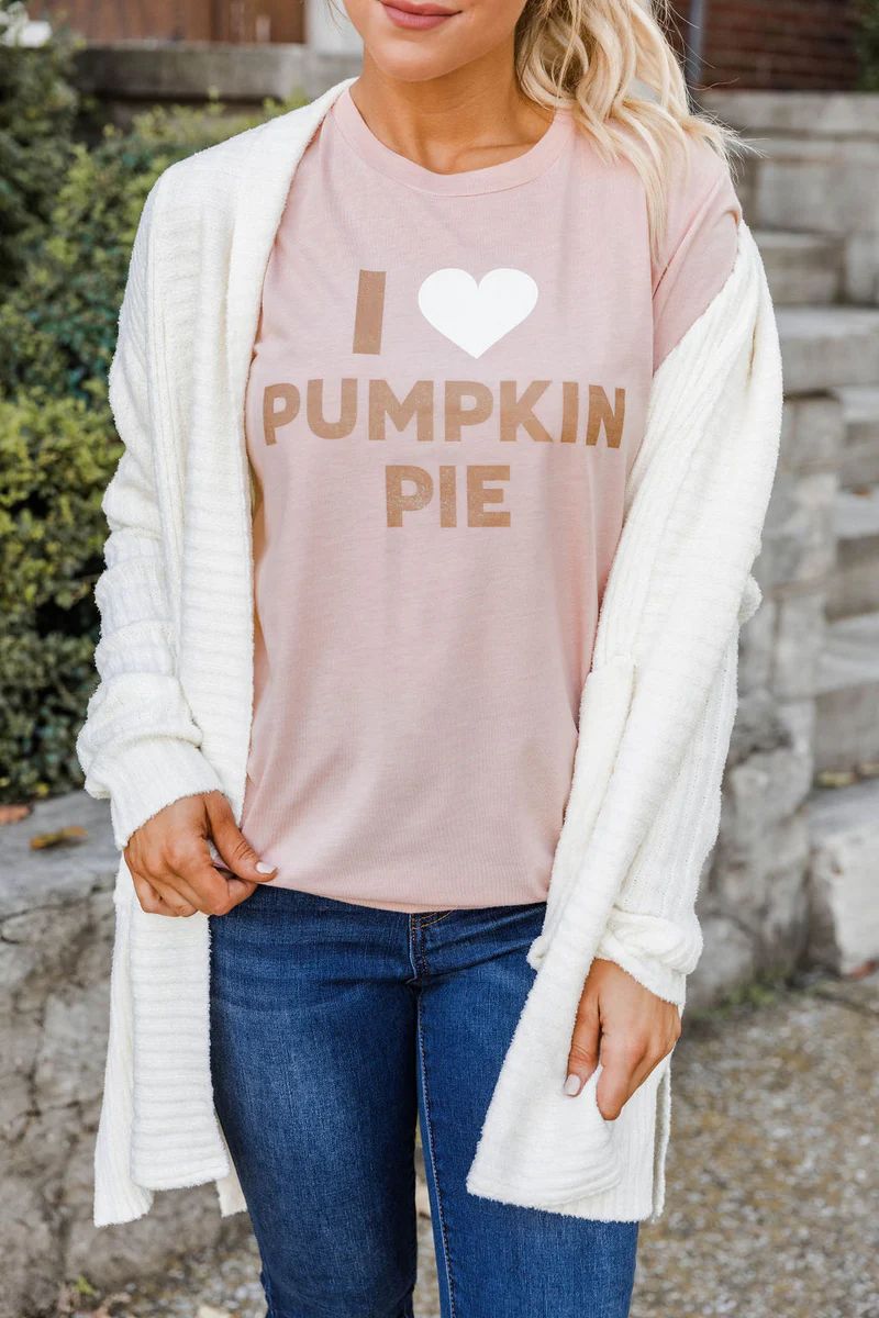 I Heart Pumpkin Pie Peach Graphic Tee | The Pink Lily Boutique