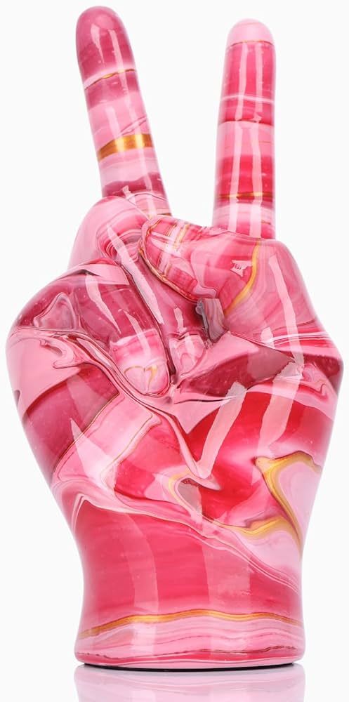 Peace Standard Hand Sign Statue Statue, Pink Hand Sign Home Decor, Resin Figurine for Living Room... | Amazon (US)