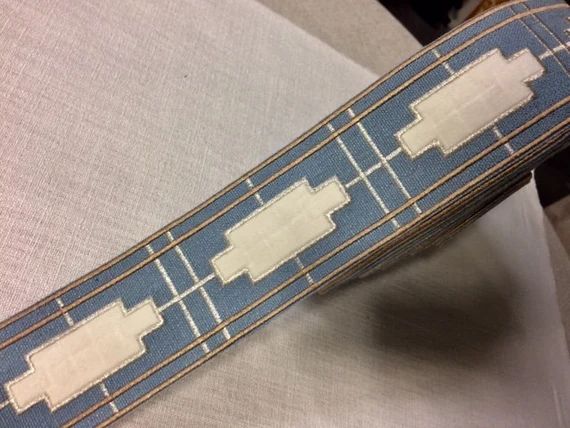 Colonial Blue White & Tan High Quality Woven Embroidery Trim | Etsy | Etsy (US)