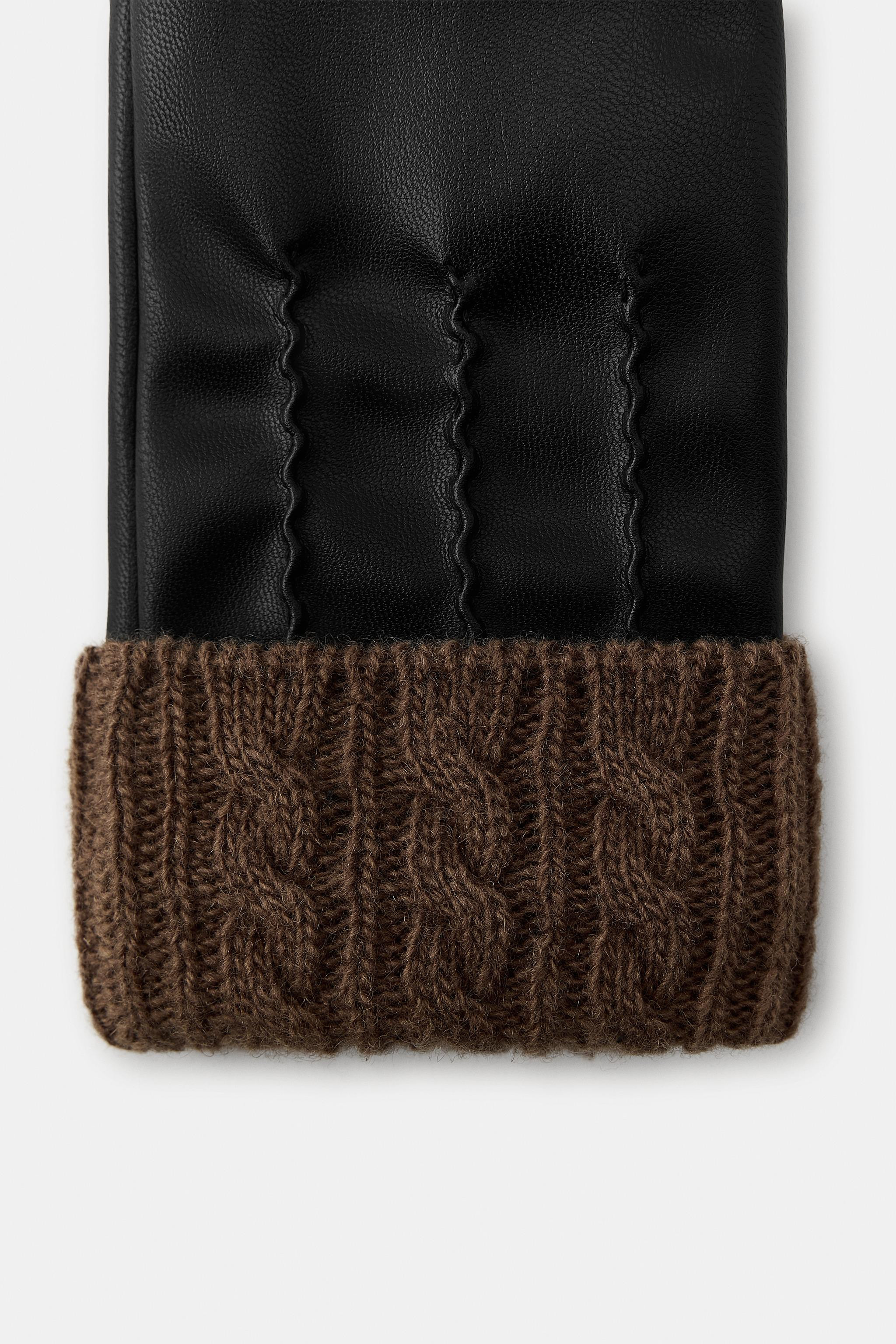 FAUX LEATHER AND WOOL BLEND GLOVES | Zara UK