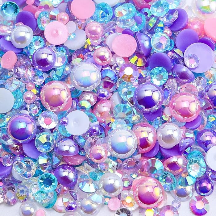 60g Mix Flatback Pearls and Rhinestones for Crafts, 2mm-10mm for Nails Face Art Tumblers, With Tw... | Amazon (US)