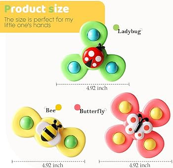 ALASOU 3PCS Suction Cup Spinner Toys for 1 Year Old Boy Girl|Spinning Top Baby 12 18 Months|1 2 Y... | Amazon (US)