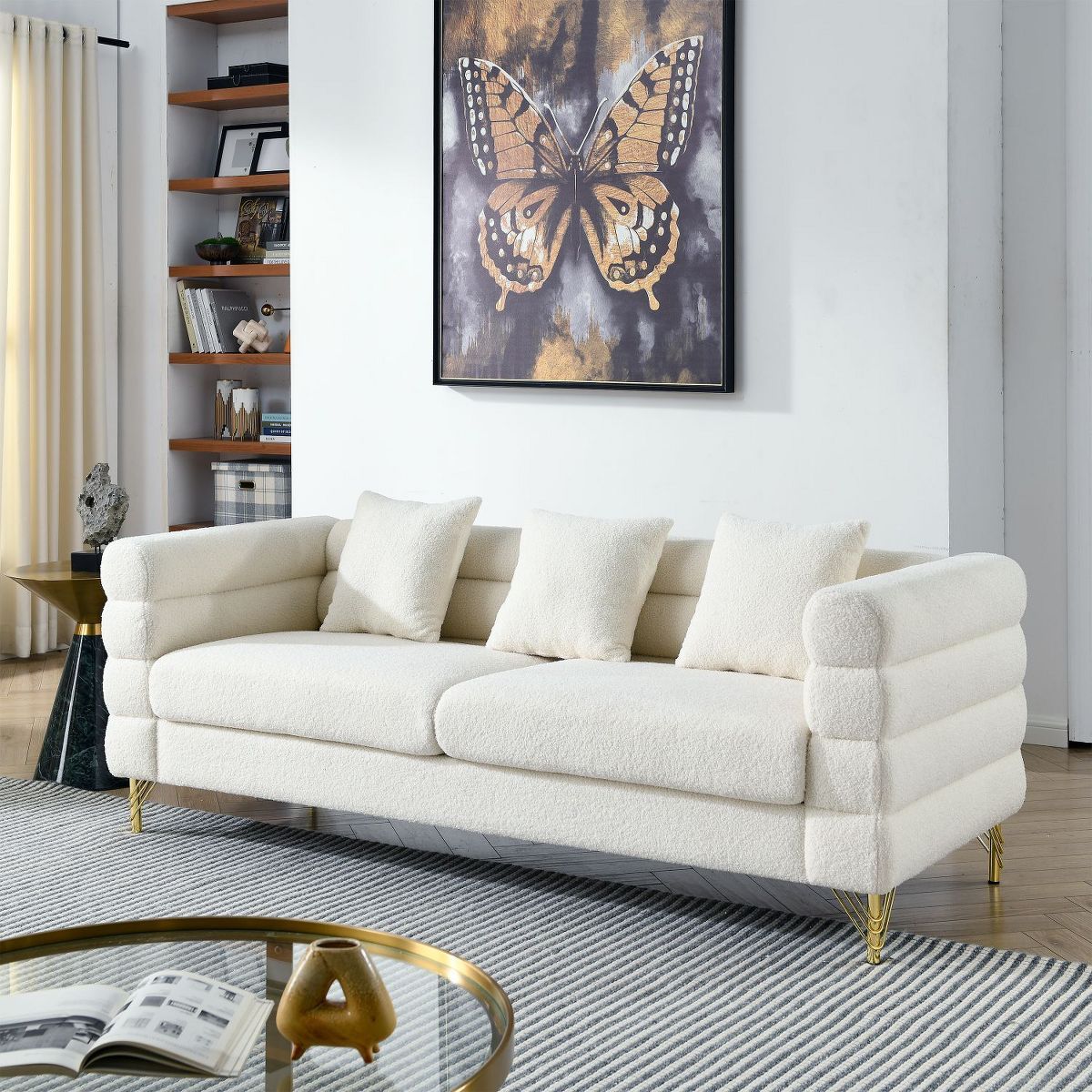 81'' Modular Oversized 3 Seater Velvet Sofa, Deep Seating with 3 Pillows for Living Room, Bedroom... | Target