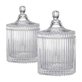 Lidded Glass Jars - Set of 2 - Clear | The Home Depot