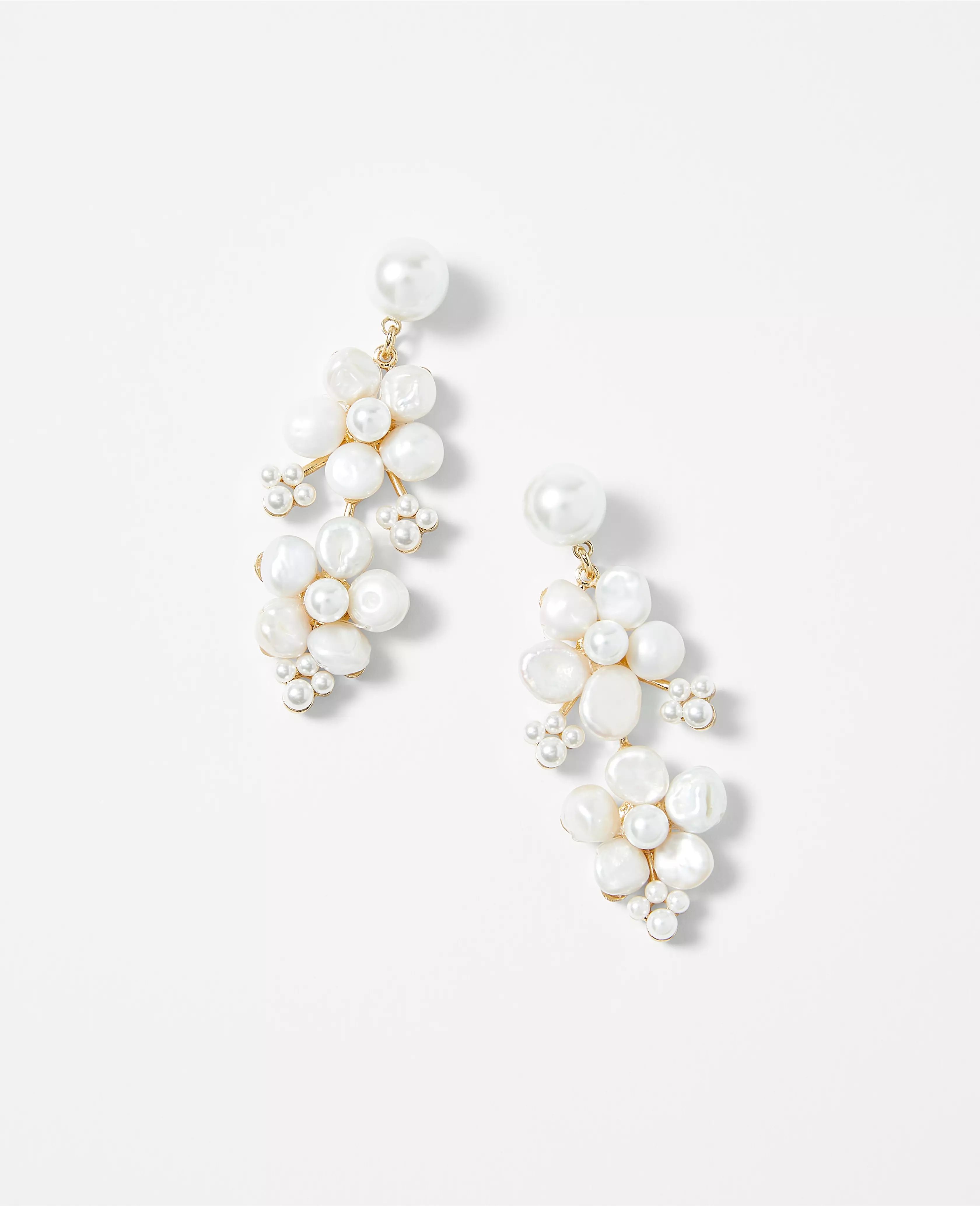 Studio Collection Pearlized Flower Cluster Statement Earrings | Ann Taylor (US)