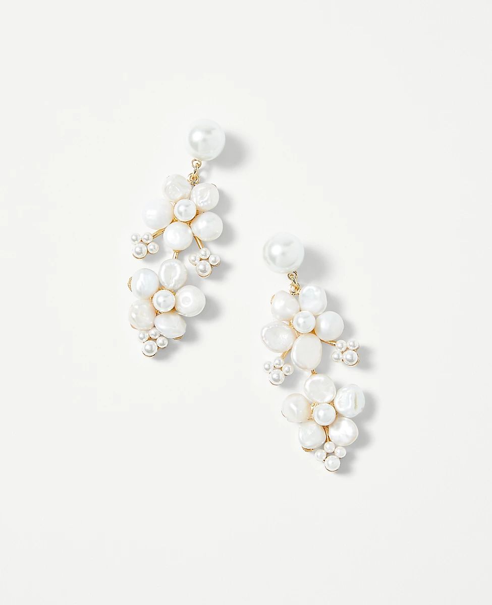 Studio Collection Pearlized Flower Cluster Statement Earrings | Ann Taylor (US)