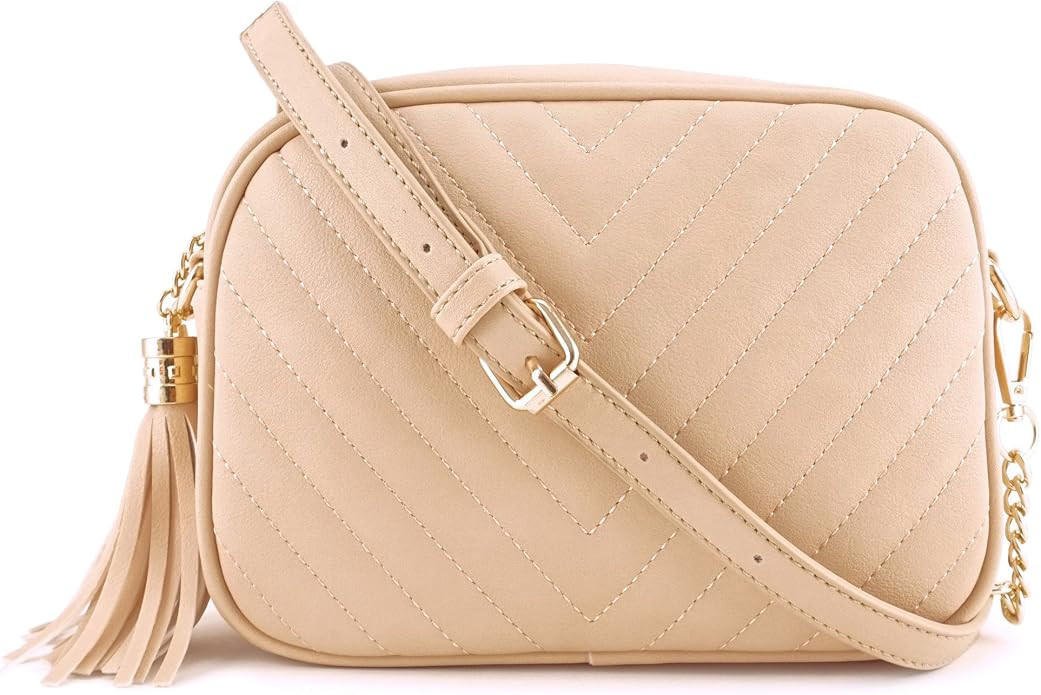 Simple Shoulder Crossbody Bag With Metal Chain Strap And Tassel Top Zipper | Amazon (US)